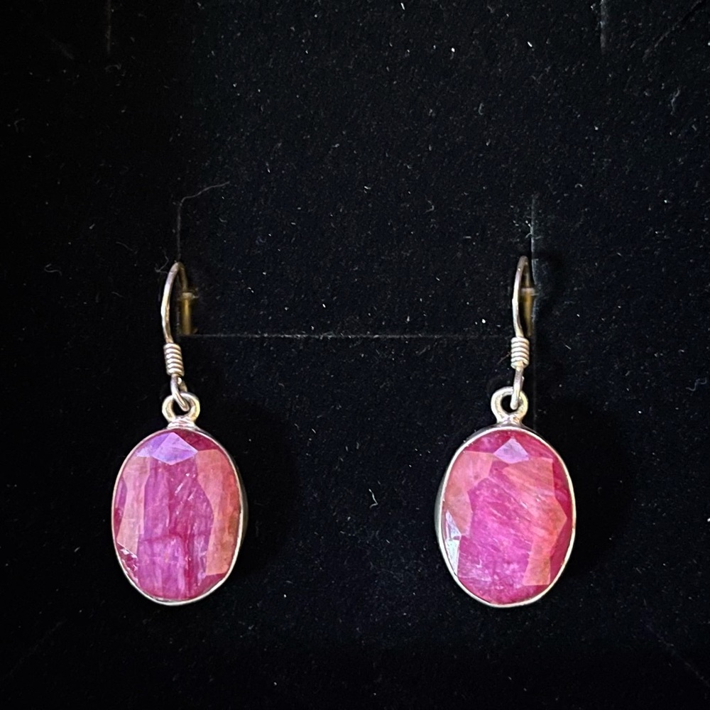 Gem Cut Pink Agate Drop Earrings
